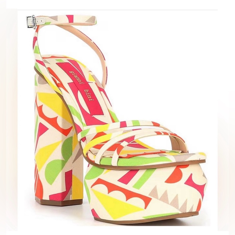 Gianni Bini Parrish Geo Print Strappy Multicolor Platform Sandals